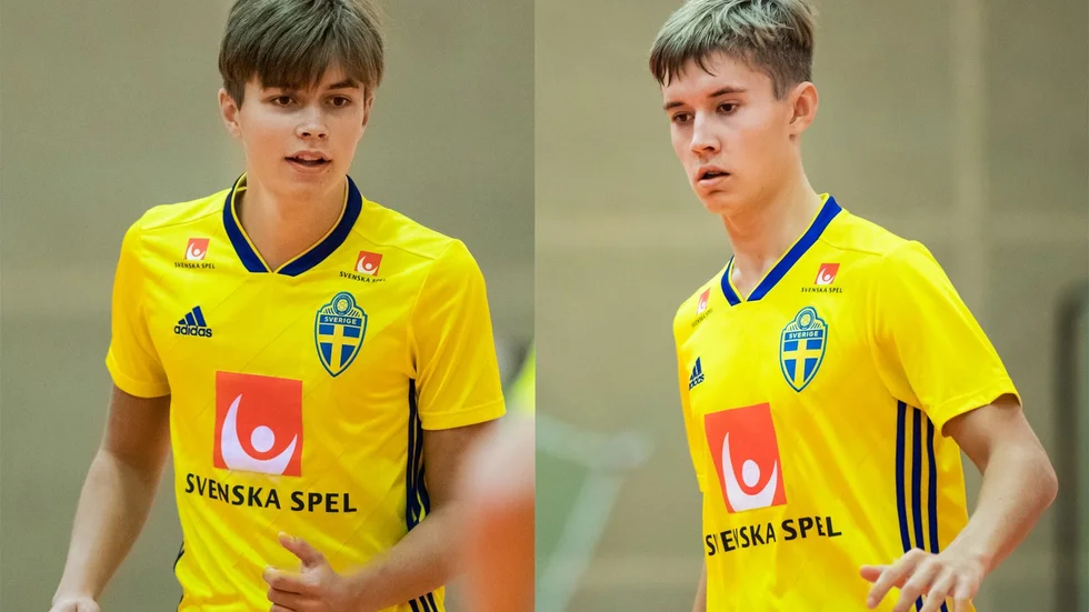 Alex Åman och Lucas Lindfors under U19-landslagets läger.