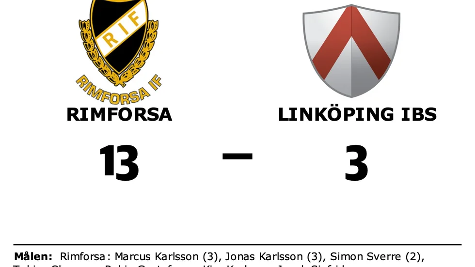 Rimforsa IF vann mot Linköpings IBS