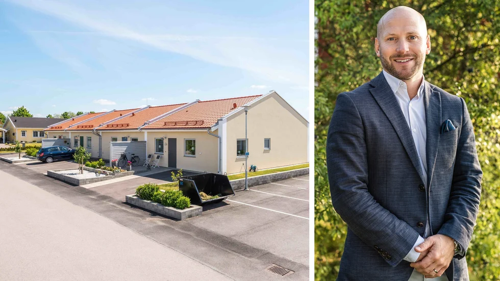 Referensbild på hus liknande de som Göta Stenhus ska bygga i Hällalund i Borensberg, Karl-Johan Johansson, vd för Göta Stenhus.