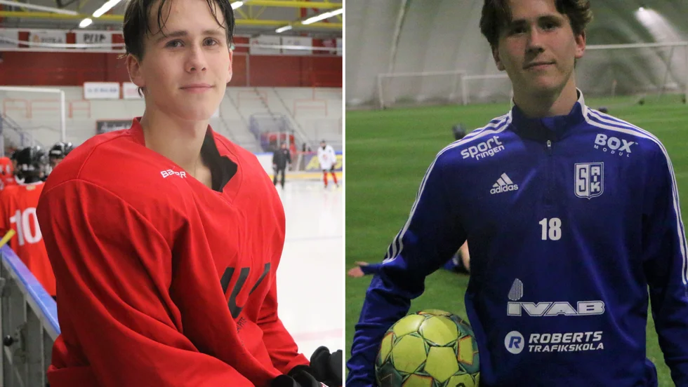 17-årige Kalle Strömbäck spelar ishockey i Piteå HC:s J18-lag och fotboll i Storfors AIK:s division 2-lag.