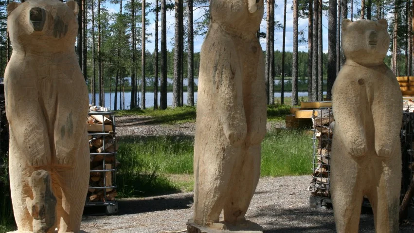 Björnarna är drygt två meter långa och måste torka innan de kan färdigställas. Foto: Barbro Larsson.