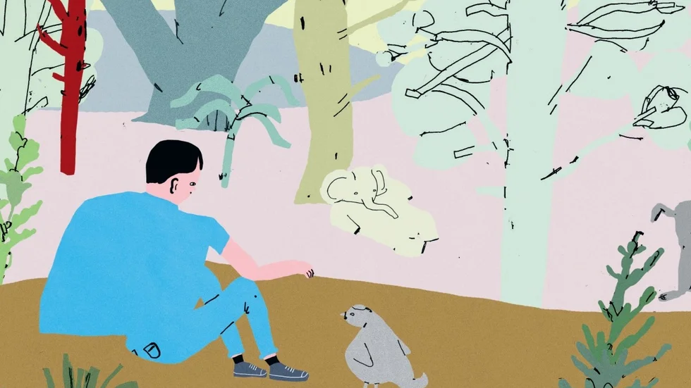 Uppslag ur ”Maximilian och Minimilian”. Illustration: Klara Persson