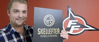 Visar upp det nya klubbmärket