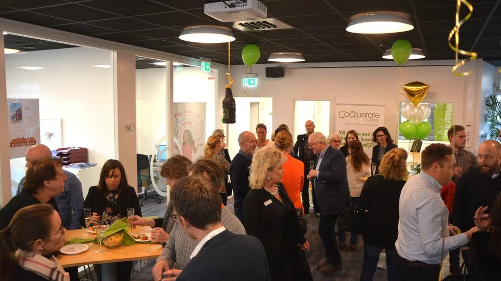 Coffice under det välbesökta ettårsjubiléet i januari. Nu ska även Nyföretagarcentrum husera här.