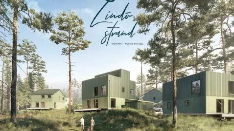 14 villor, "Park villa" byggs i fyra olika storlekar i skogsdungen.