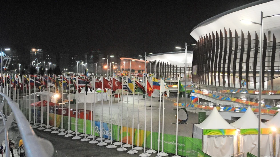 Olympiska parken. Här inne, i Carioca arena 3, kommer Elin Johansson att tävla under OS. Foto: Malin Christoffersson.