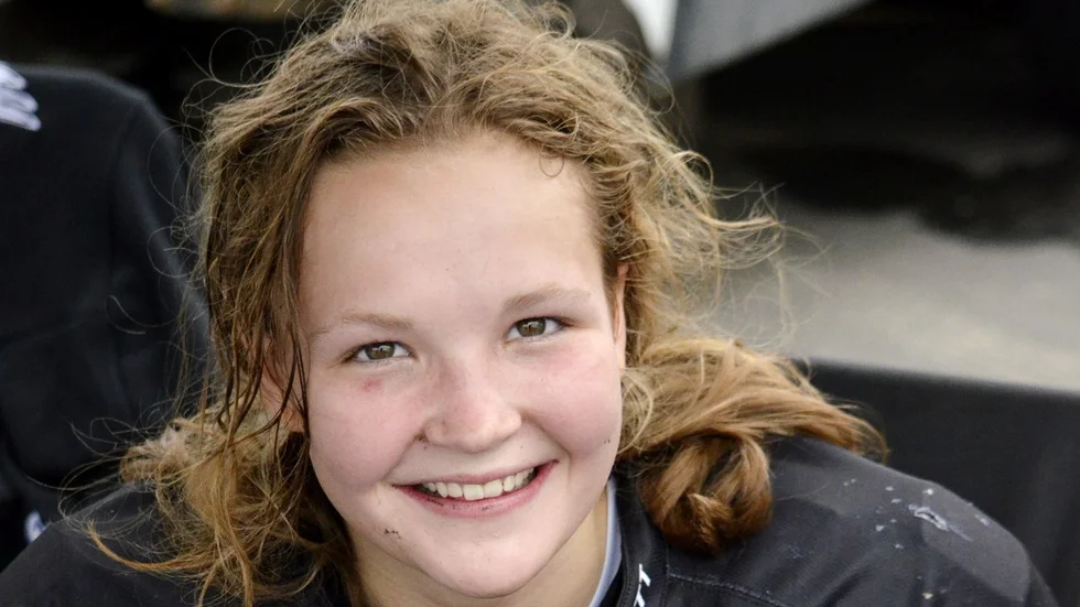 Glad. Hedvig Dahlberg var på gott humör efter målgång, trots den skadade foten. Foto: Erik Grahn Lundgren.