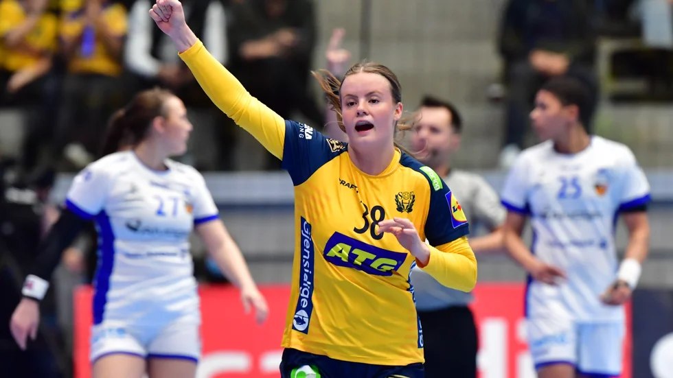 Elin Hansson gjorde åtta mål mot Montenegro. Arkivbild.