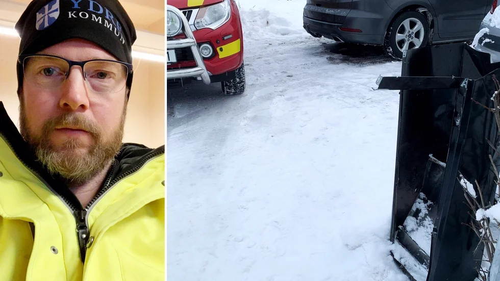 Peder Nilssons brevlåda sprängdes sönder i helgen. Precis intill hade Peder parkerat räddningstjänstens fordon.