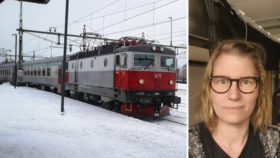 Maria Isaksson kände medlidande för tågpersonalen, som under flera timmar inte heller verkade ha någon information om vad som pågick under stoppet i Jörn. 