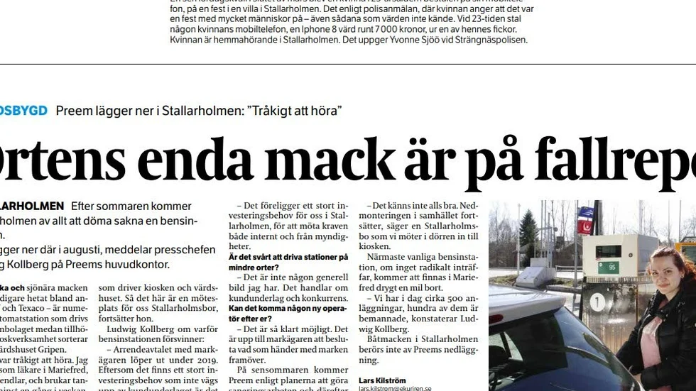 Urklipp från artikel den 3 april.