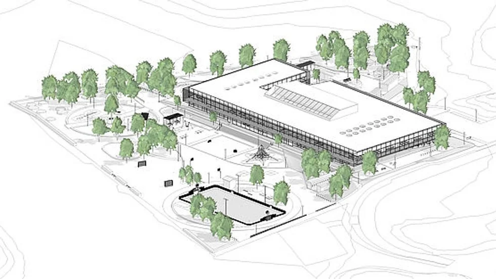Skiss på hur Oxelösunds planerade skola kan komma att se ut.