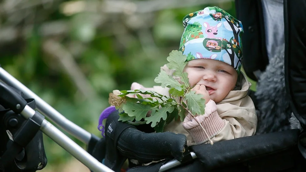 Emilia Rogersson, 8 månader firar sin allra första midsommar tillsammans med familj och vänner.