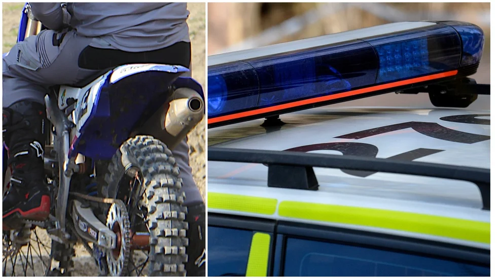 Polisen stoppade en man på crossmotorcykel. 