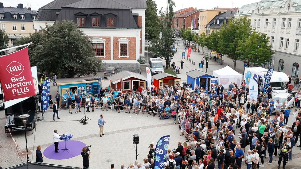 Jimmie Åkesson summerade i sitt tal SD:s bild av fyra år med Stefan Löfven som stasminister: – Total katastrof. Vi har två veckor på oss att avsätta Löfven. Låt oss avsätta Stefan Löfven!