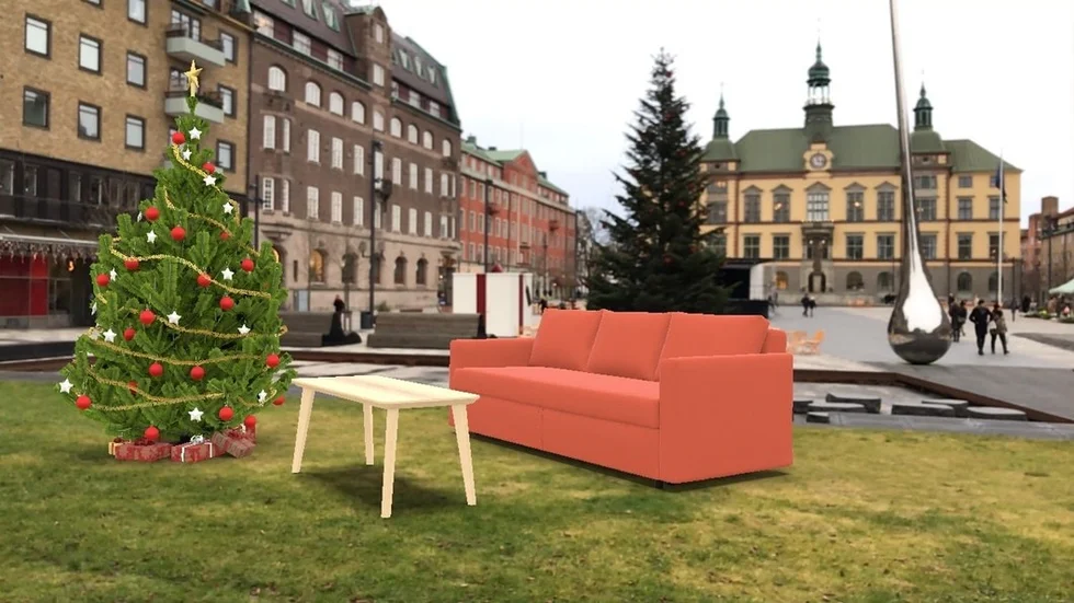 Det går alltså att gå runt de placerade möblerna, titta bakom och under men det går inte att provsitta.