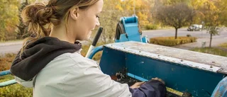 Anya Blom målar en 14 meter hög fasad i Flen