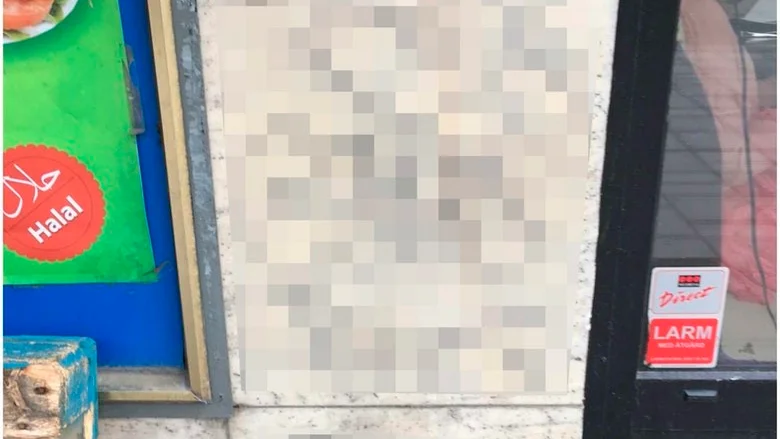 Budskapet klottrades på en husfasad på Rademachergatan i centrala Eskilstuna i juni.