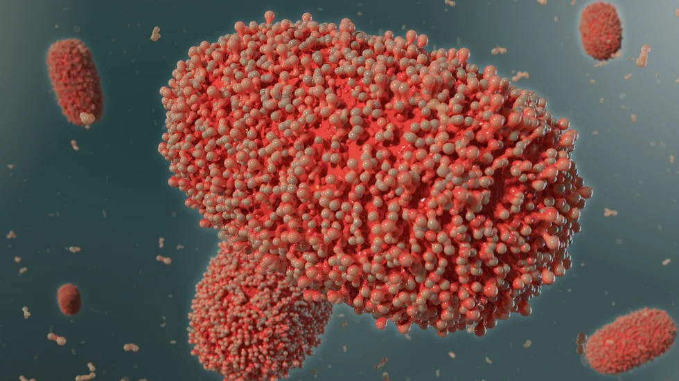 3D-illustration föreställande mpox-virus.