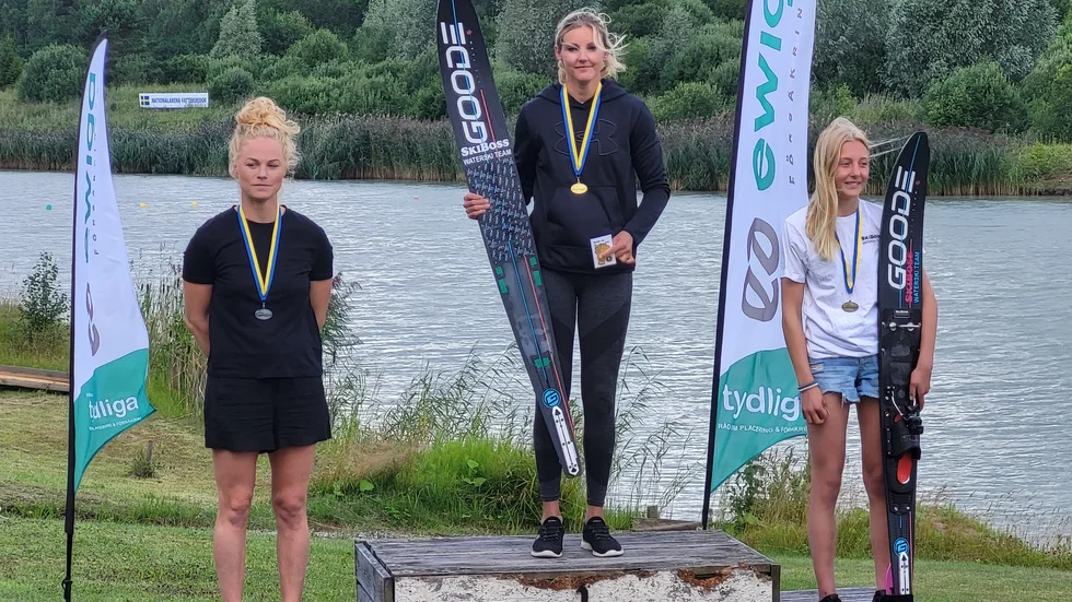 Prisutdelning för damernas slalom där Linnéa Cederquist från Nvsk tog hem guldet. 