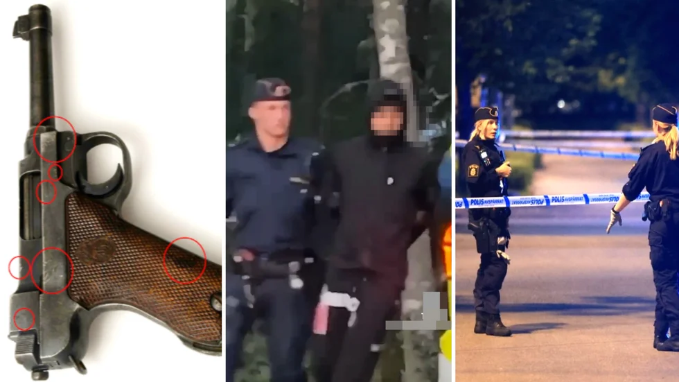 17-åringarna greps kort efter dådet. De var då beväpnade med fyra skjutvapen, bland annat den här pistolen.