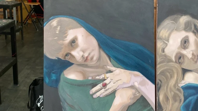 Ett självporträtt i olja, av Wilma Falkman.