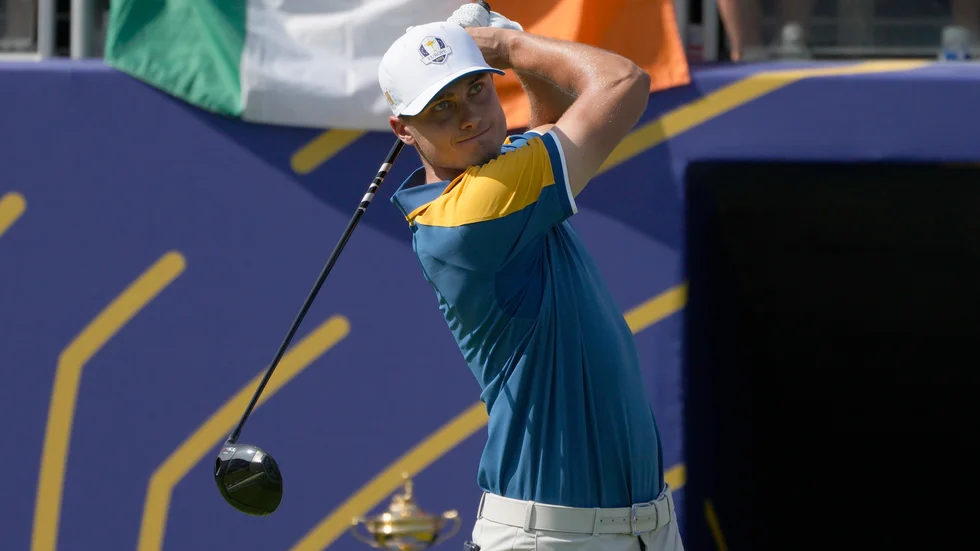 Ludvig Åberg, som vann Ryder Cup med Europalaget förra veckan, ligger på delad åttondeplats i Jackson, Mississippi. Arkivbild.