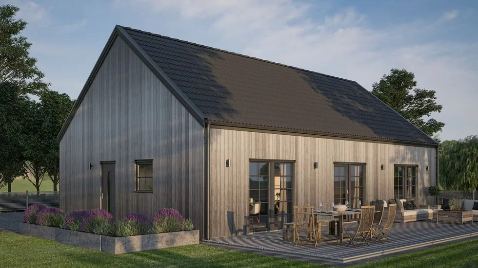 Bilden utgör ett exempel på en villa som tillverkats av A-hus.