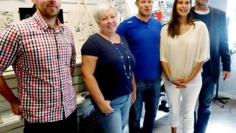 Projekt klart för start. Andreas Unger, Företagarna, Inger Svenserud, projektledare, Fredrik Stanius, Immenco AB, Susanne Appelgren, Företagarna och Bo Kristiansson, rektor Komvux, berättar om projektet som engagerar 120 gotländska företag, 400 deltagare från näringslivet på ön och 70 anställda i Region Gotland.Foto: Inger Hammar