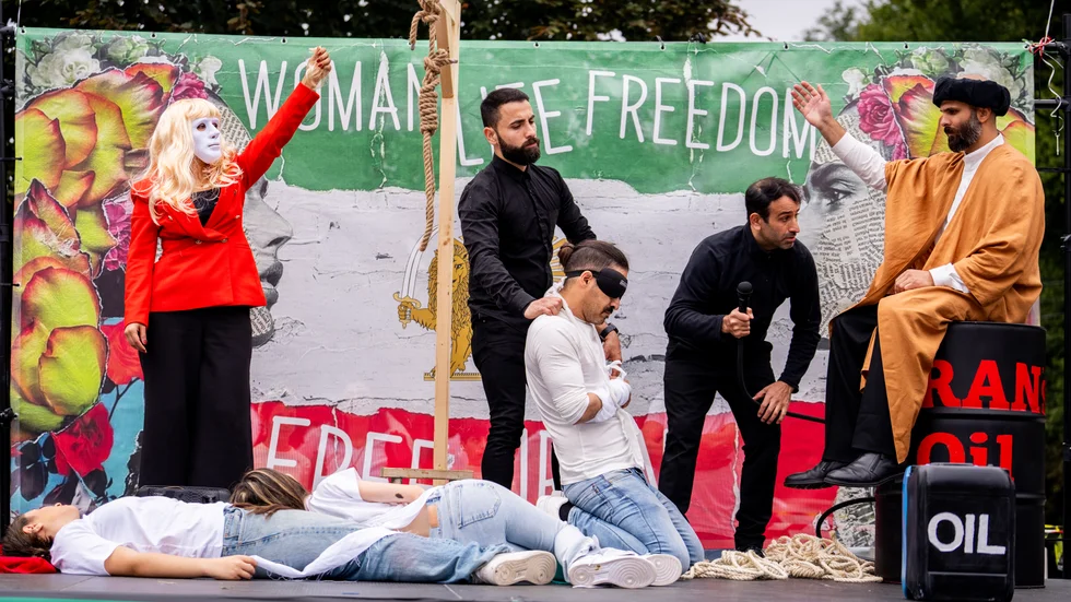 Demonstration i Oslo på ettårsdagen av Mahsa Zhina Aminis död i Iran 2022. Arkivbild.