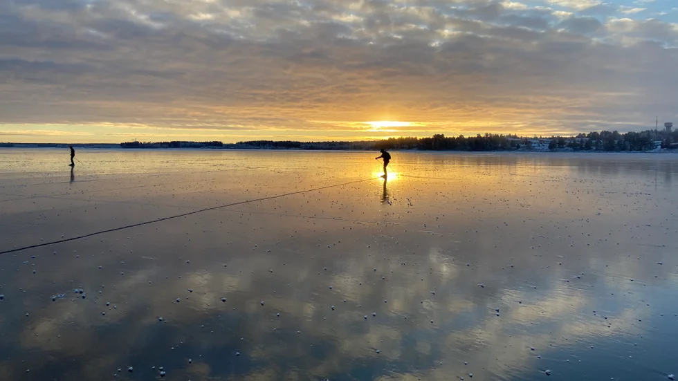 Många åkte skridskor under helgen. 