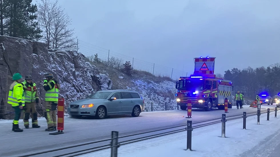 Trafikolycka på E22, strax norr om Sörby.