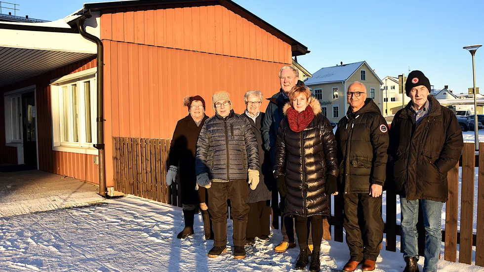 Eila Hämäläinen, Ragne Holmström, Siv Nilsson, Hans B Nilsson, Majden Karlberg, Suman Sharma och Håkan Nilsson på SKPF avdelning 220.