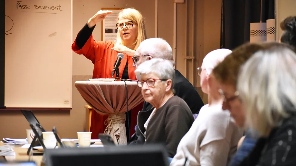 Charlotte Hultdin (S) var flitigt i elden i budgetdebatten. Hon argumenterade även för S-motionen om arbetsskor till personal inom vård och omsorg, men där blev det återremiss efter en lång debatt.