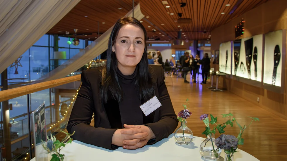 Marinela Cirstea, kom till Luleå från Rumänien för att berätta hur de arbetar för att hitta arbetskraft till företag i andra länder.