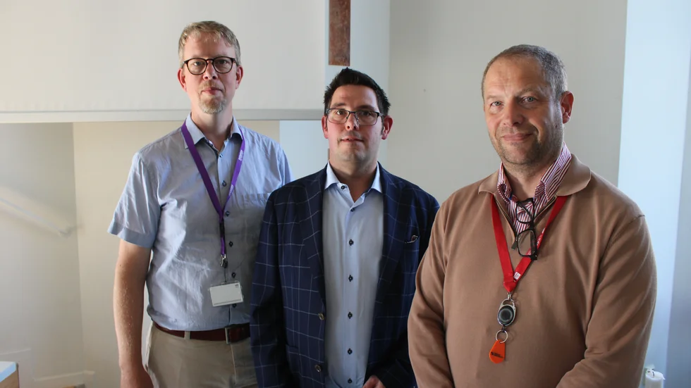 Gästade SPF- Seniorerna gjorde från vänster Henrik Lingborg, Siemens, Fredrik Sundqvist, Tillväxt Finspång och Niklas Broberg, Gränges.
