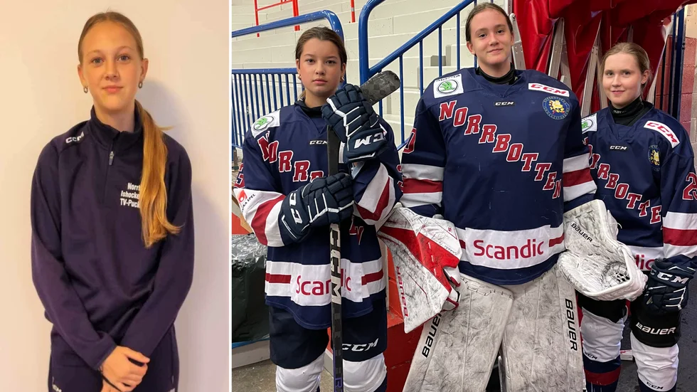 Fyra tjejer från Piteå i årets norrbottniska TV-pucklag. Från vänster Kelly Berggren, Alanda Lundqvist, Freja Johansson och Alva Öberg.