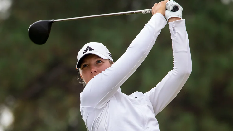 Linnea Ström från Göteborg tappade mot täten i andra rundan och ligger på delad sjunde plats i LPGA-tourtävlingen i Cincinnati, Ohio. Arkivbild.