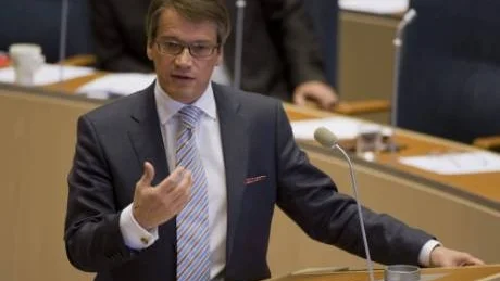 Göran Hägglund i talarstolen under partiledardebatten.Foto: Henrik Montgomery Scanpix