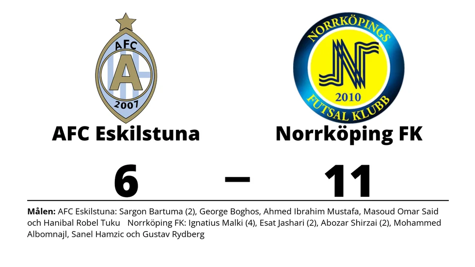 Athletic FC Eskilstuna förlorade mot Norrköping Futsal Klubb