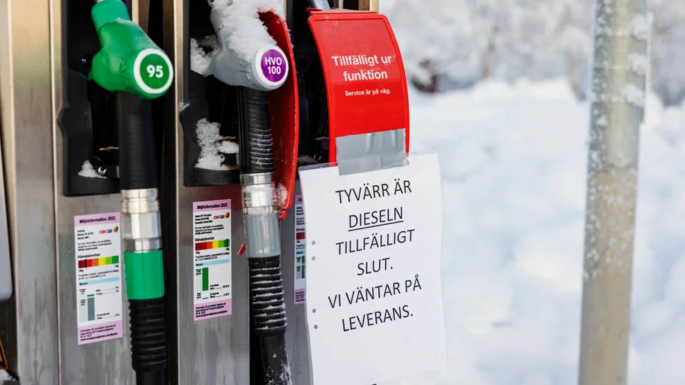 OKQ8 i Vittangi i Lappland var en av många mackar runt om i landet som sålde slut på all diesel.