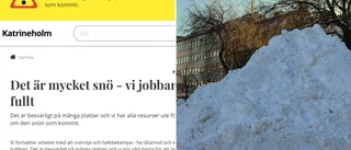 Krismeddelande på kommunens hemsida när snön föll