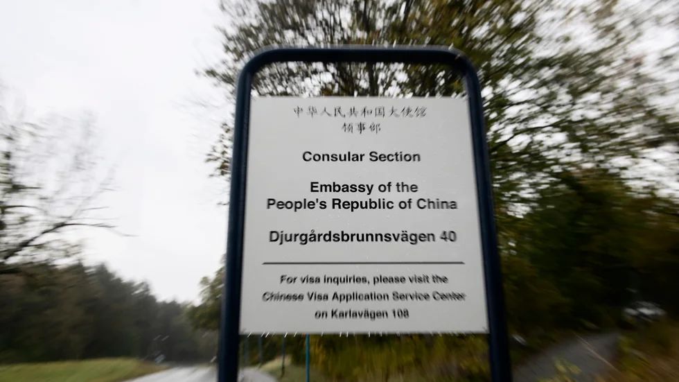 Kinas ambassad i Stockholm har inte svarat på TT:s frågor. Arkivbild.