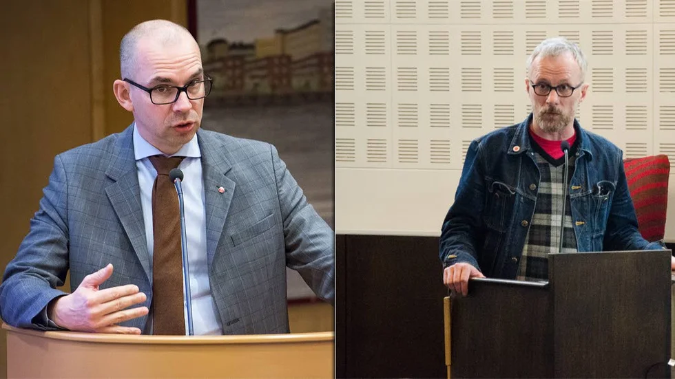 Waara (till höger) hoppar av sitt mandat i protest och kritiserar  indirekt partikollegan Niklas Nordström.