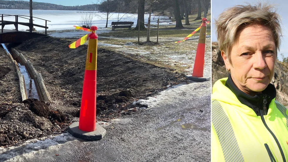 Marie Ollman lovar ny växtlighet vid bäcken i Nabbviken där det förekommit att de omgivande sjöstenarna kastats ner i vattnet och orsakat onödigt arbete för kommunens personal.
