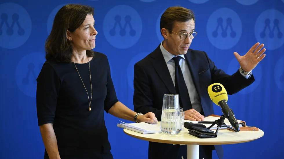 Karin Enström, partisekreterare, och Ulf Kristersson, partiledare. Arkivbild.