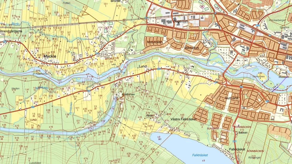 Områdena på bilden kan påverkas av störningarna i vattennätet, enligt Skellefteå kommun. Störst ska problemen vara i områden på den södra sidan av älven.