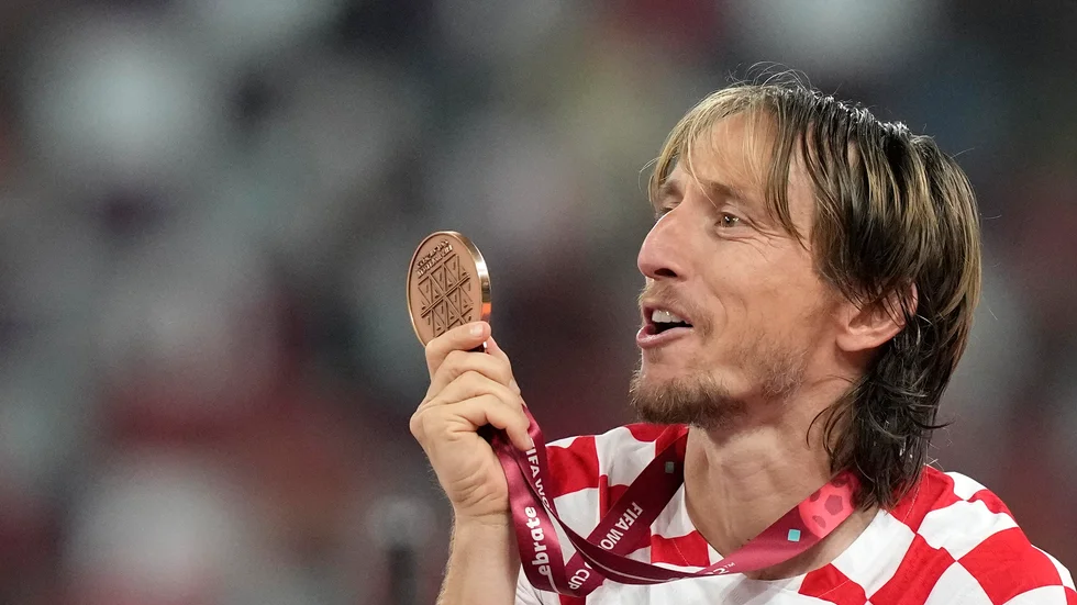 Luka Modric med bronsmedaljen.