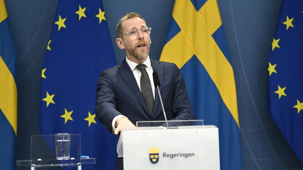 Socialminister Jakob Forssmed (KD) under pressträff. Arkivbild.