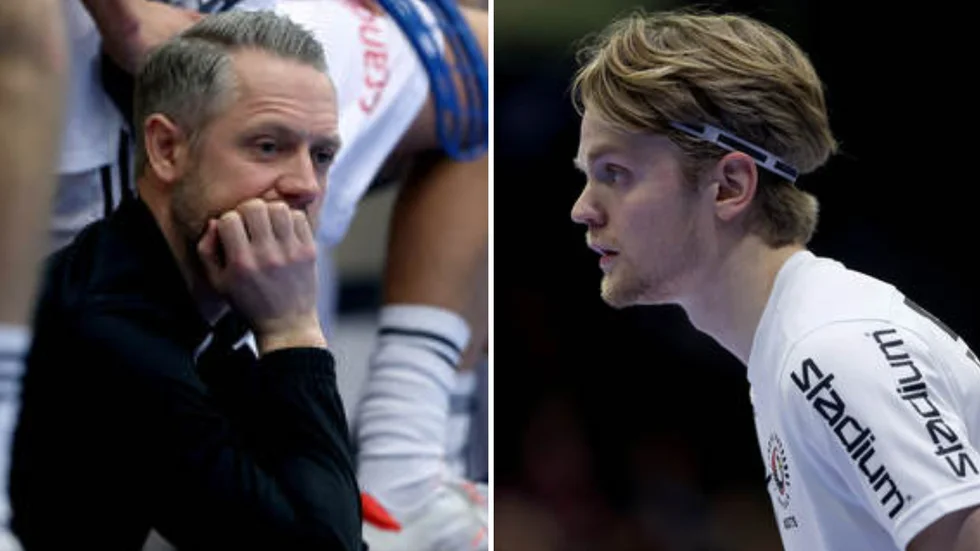 Linköpingstränaren David Gillek (t v) stängs av i två matcher efter att ha tagit stryptag på Filip Eriksson (t h).
